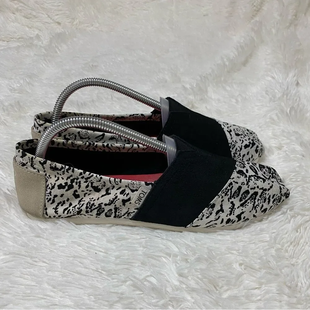 TOMS x Prabal Gurung Collab Shoes Canvas Suede Snow Leopard Slip-On Size 9.5
